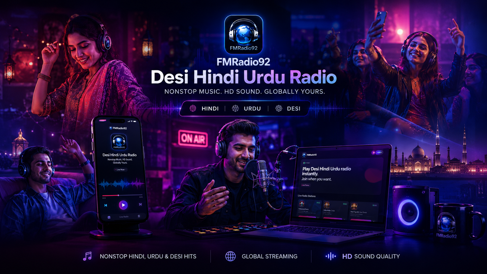 FMRadio92 Desi Hindi Urdu radio with nonstop music and global streaming