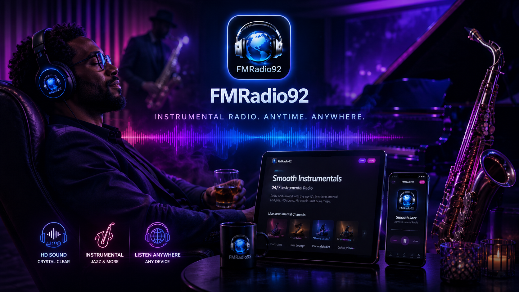 FMRadio92 instrumental and jazz radio listening experience